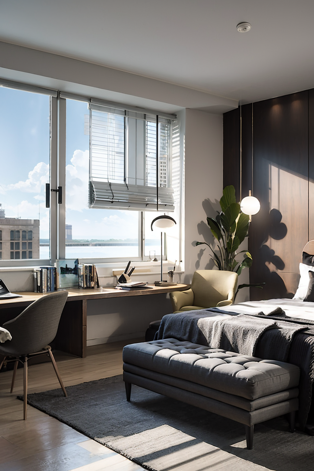 00129-2905817075-chair, no_humans, scenery, indoors, pillow, book, window, bed, table, plant, clock, potted_plant, lamp, bedroom, ceiling_light,.png